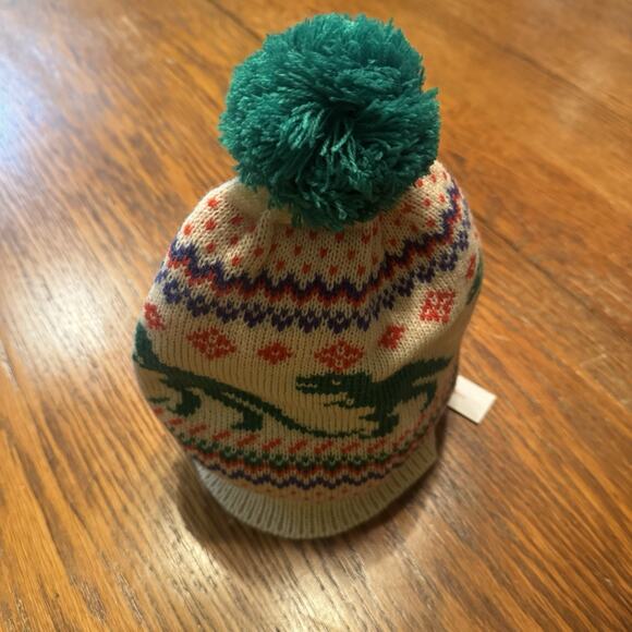 NEW Dinosaur Pom Pom Beanie Hat Toque Fair Isle Nordic Modcloth Kitschy Novelty - Picture 8 of 9